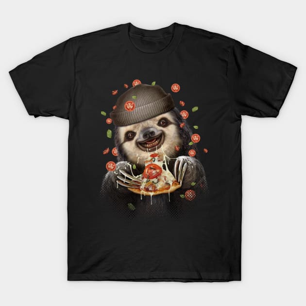 SLOTH LOVES PIZZA T-Shirt by ADAMLAWLESS